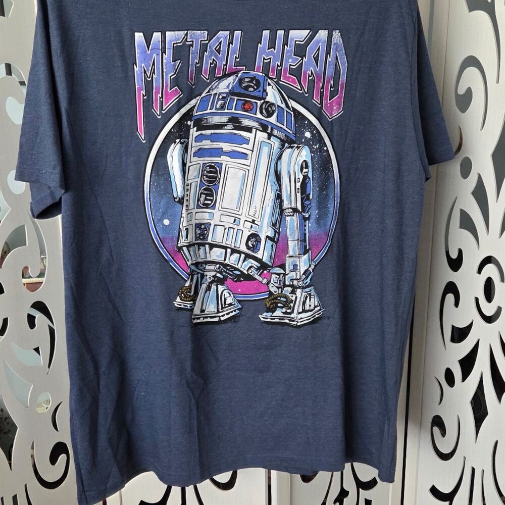 Star Wars R2-D2 Metal Head  Retro T-Shirt 4XLT Mad Engine Blue Graphic Tee NWOT